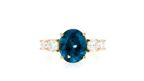 3.80 Carat London Blue Topaz Ring with 1.02 ct. t.w. Lab-Grown Diamonds in 18kt Gold Over Sterling