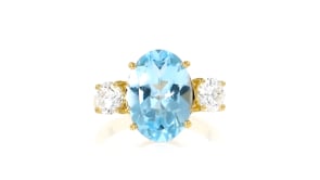 7.00 Carat Sky Blue Topaz Ring with 1.00 ct. t.w. Lab-Grown Diamonds in 18kt Gold Over Sterling