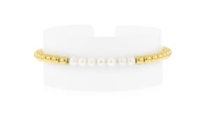 4-4.5mm Cultured Pearl and 18kt Gold Vermeil Bead Stretch Bracelet