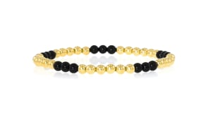 4-4.5mm Onyx Trio and 18kt Gold Vermeil Bead Stretch Bracelet