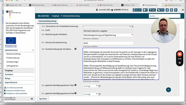 Förderantrag stellen
