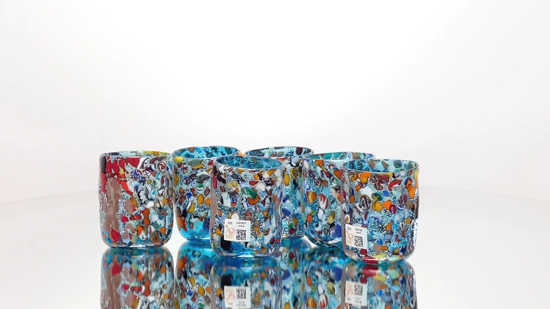 Murano Tumblers Light Blue And Silver