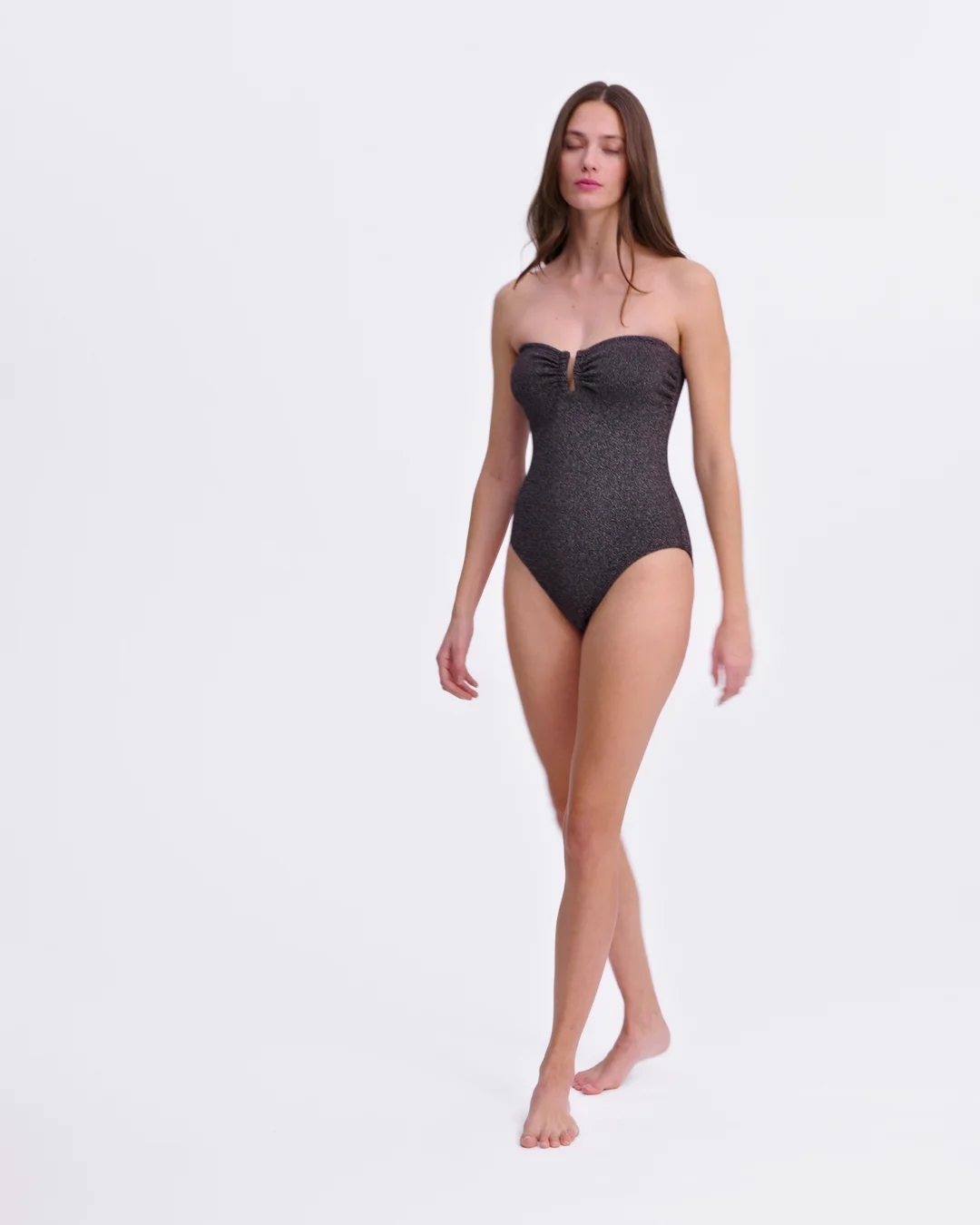 ビキニ ERES Women Swimsuit 012527 NOIRLUREX Black Scintillant Bustier one-piece Noir Lurex | ERES