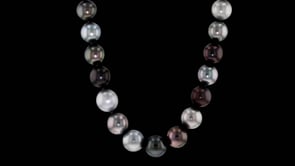 10-12mm Multicolored Cultured Tahitian Pearl Necklace with 14kt White Gold