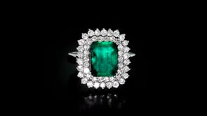 3.80 Carat Emerald and 1.09 ct. t.w. Diamond Ring in 14kt White Gold