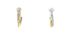Phillip Gavriel Italian Cable Sterling Silver and 18kt Yellow Gold Double-Hoop Earrings