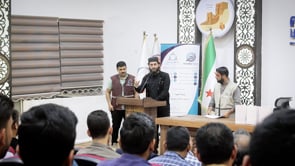 كلمة لقاسم جاموس أثناء تكريم في جامعة حلب الحرة