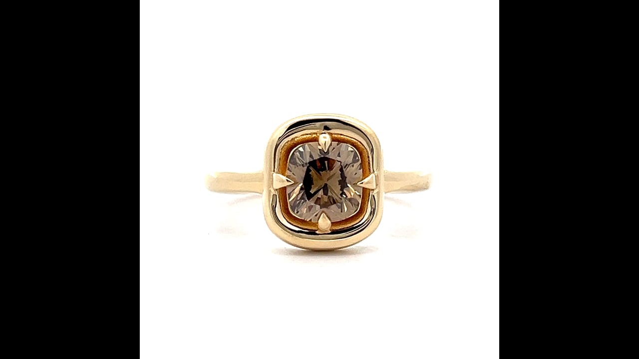 1.17 Cushion Fancy Brown Diamond Engagement Ring in 14k