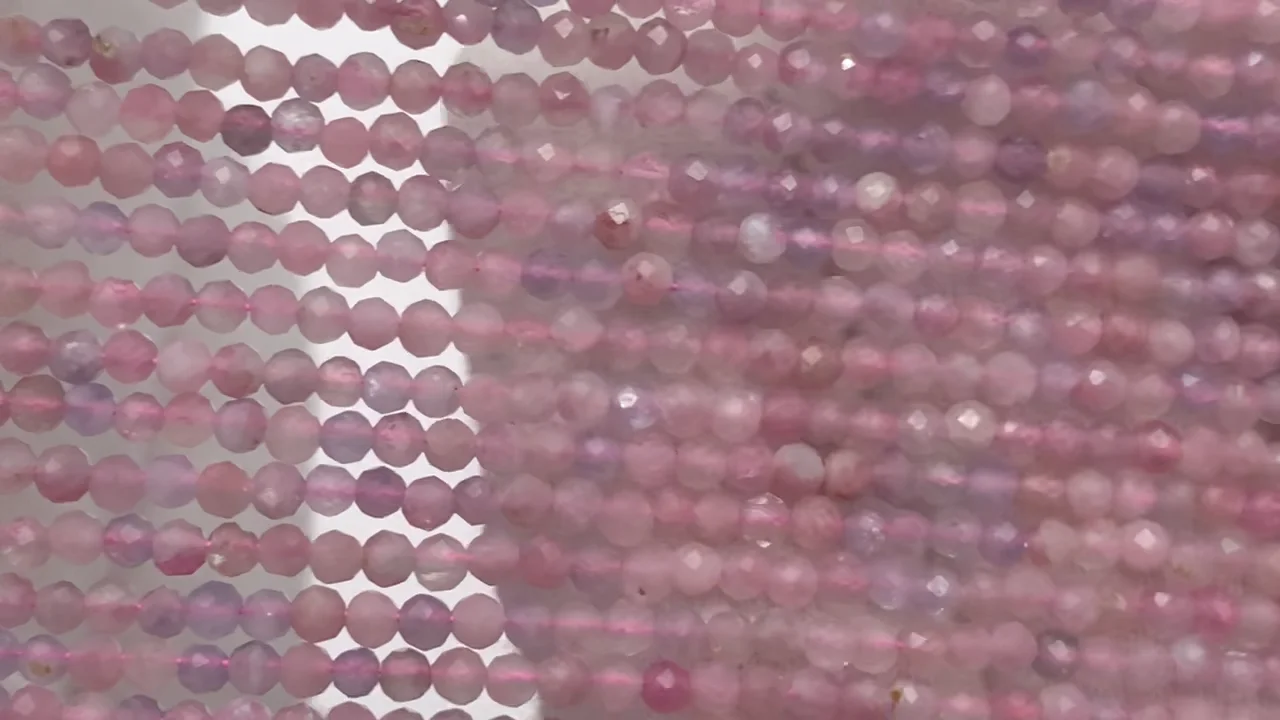 ピンクトルマリンシリカ AA+ ラウンドカット2mm 1連(ネックレス