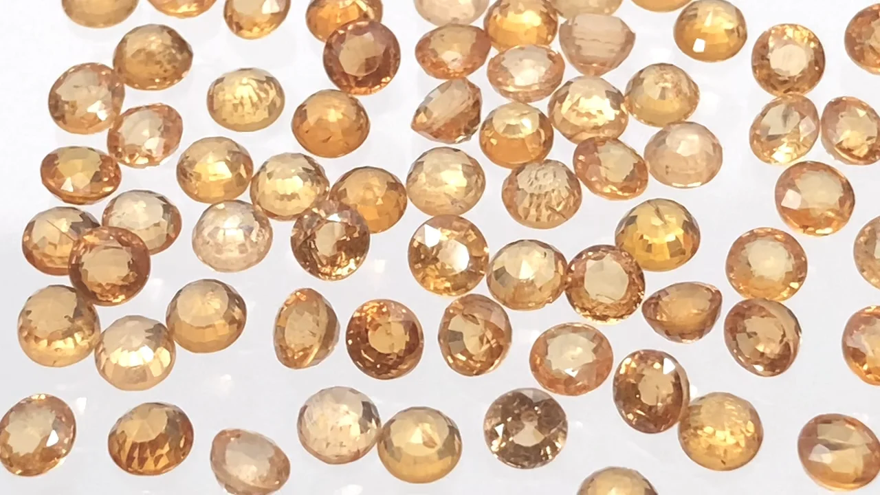 スペサルタイトガーネット ルース ラウンドファセットカット3×3mm 2粒