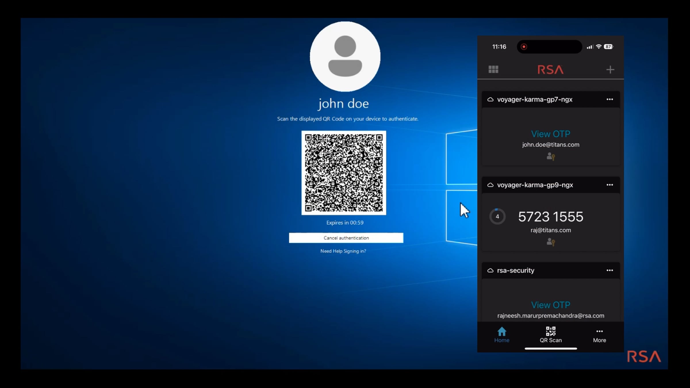 RSA Demo - Passwordless Windows Desktop Login - QR Code | Videos ...