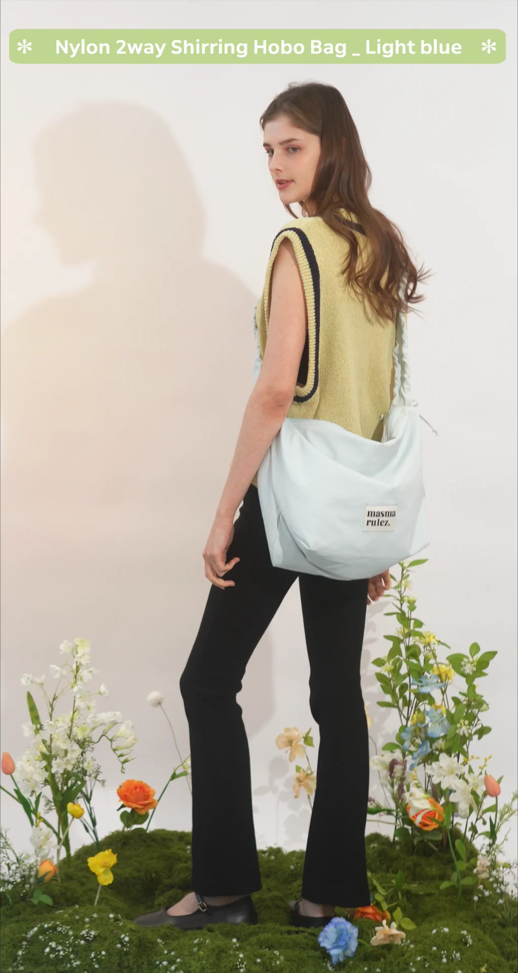 masmarulez☆Nylon 2way shirring hobo bag_blue バッグ MUSINSA | MASMARULEZ [INT] Nylon 2way shirring hobo bag _ Blue