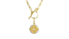 .10 ct. t.w. Diamond Compass Charm in 18kt Gold Over Sterling