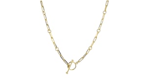 18kt Gold Over Sterling Charm-Compatible Paper Clip Link Toggle Necklace