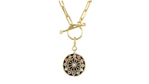 Onyx, Moonstone and .13 ct. t.w. Multi-Gemstone Zodiac Symbols Charm in 18kt Gold Over Sterling