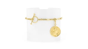 18kt Gold Over Sterling Replica Vintage-Style Coin Charm