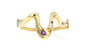2.88 ct. t.w. Multi-Gemstone Wavy Bangle Bracelet in 18kt Gold Over Sterling