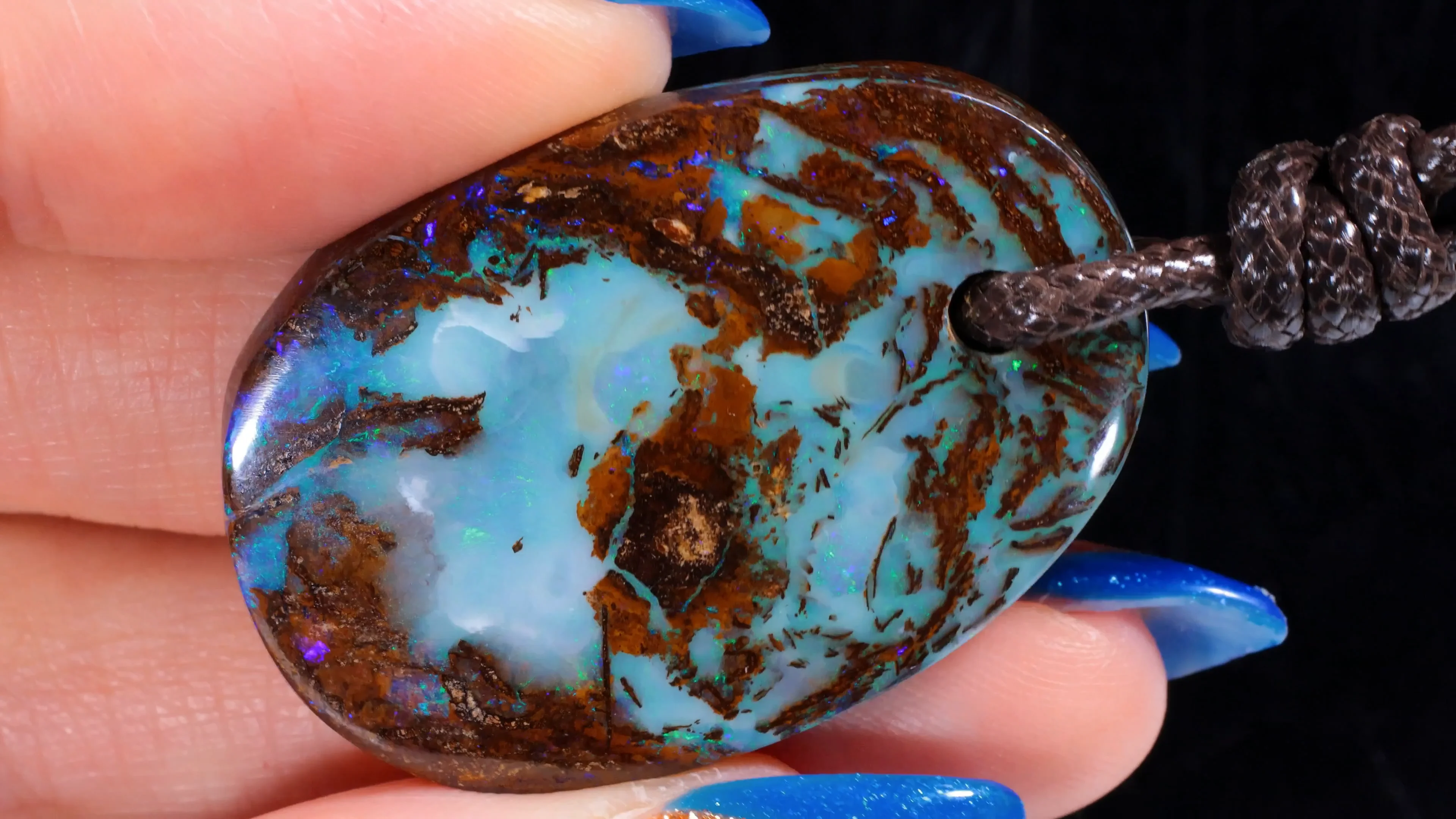 Wood Fossil Boulder Opal Pendant 54ct | Opal Galaxy
