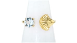 .50 Carat Aquamarine Seashell Open-Space Ring in 18kt Gold Over Sterling