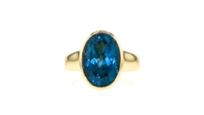 7.00 Carat Bezel-Set London Blue Topaz Ring in 18kt Gold Over Sterling