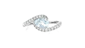 .80 Carat Aquamarine and .35 ct. t.w. Lab-Grown Diamond Ring in 14kt White Gold