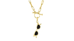 Black Enamel Sunglasses Charm in 18kt Gold Over Sterling