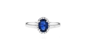 1.00 Carat Sapphire and .12 ct. t.w. Diamond Ring in Platinum