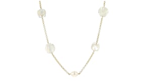Mother-of-Pearl and 8-8.5mm Cultured Pearl Sea Life Necklace in 18kt Gold Over Sterling