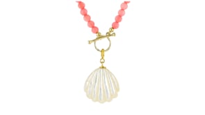 Mother-of-Pearl Seashell Charm in 18kt Gold Over Sterling