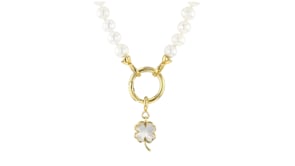 Mother-of-Pearl Clover Charm in 18kt Gold Over Sterling