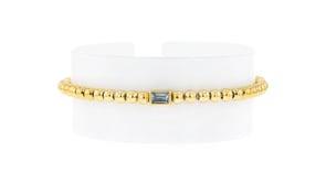 .30 Carat Lab-Grown Aquamarine and 18kt Gold Vermeil Bead Stretch Bracelet