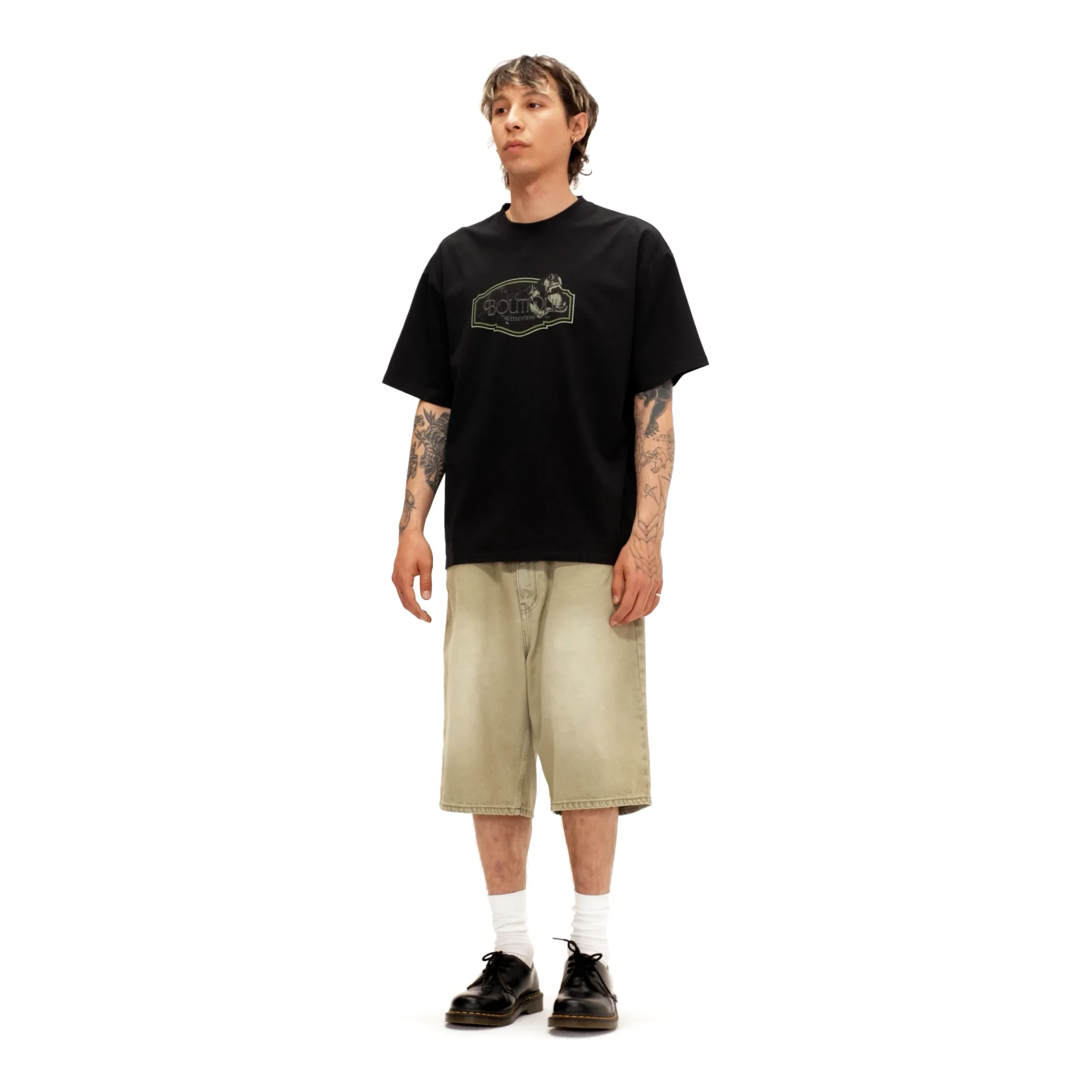 MUSINSA | WKNDRS GRAFFITI DENIM SHORTS (L.KHAKI)