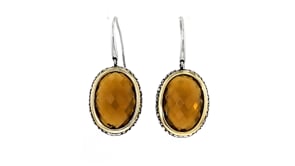 C. 1990 Vintage 24.00 ct. t.w. Smoky Quartz Drop Earrings in 18kt Yellow Gold and Sterling Silver