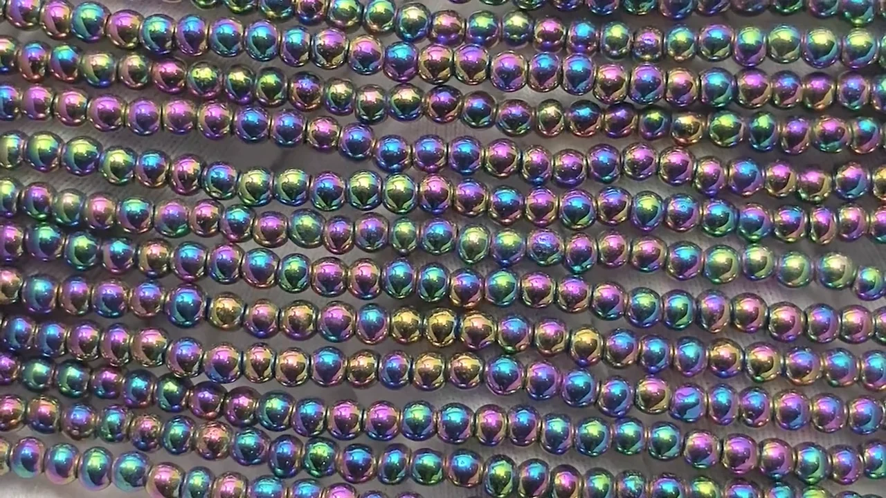 ヘマタイト ラウンド3mm メタリックコーティング ｜天然石ビーズの卸