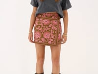 Green skirt with overlap & pink flowers | My Jewellery