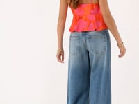 Orange jacquard top with pink flowers  | My Jewellery