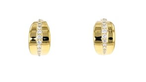 1.00 ct. t.w. Lab-Grown Diamond Striped Hoop Earrings in 18kt Gold Over Sterling