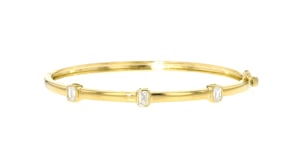 .75 ct. t.w. Emerald-Cut Lab-Grown Diamond Station Bangle Bracelet in 18kt Gold Over Sterling