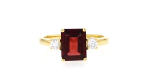 2.40 Carat Garnet Ring with .20 ct. t.w. Lab-Grown Diamonds in 18kt Gold Over Sterling