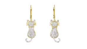 .80 ct. t.w. White Topaz Cat Drop Earrings in 18kt Gold Over Sterling