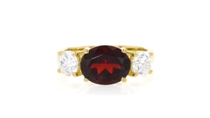 2.50 Carat Garnet Ring with 1.00 ct. t.w. Lab-Grown Diamonds in 18kt Gold Over Sterling