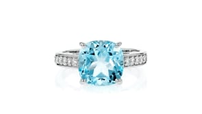 4.40 Carat Sky Blue Topaz Ring with .25 ct. t.w. Lab-Grown Diamonds in Sterling Silver