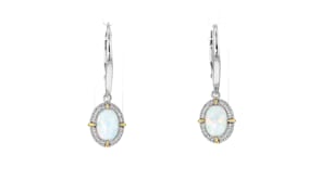 Charles Garnier LOpal Lab-Grown Opal and .30 ct. t.w. CZ Drop Earrings in Sterling Silver and 18kt Gold Over Sterling