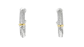 Charles Garnier 2.10 ct. t.w. CZ C-Hoop Earrings in Sterling Silver with 18kt Gold Over Sterling