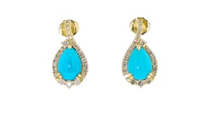 Le Vian Robins Egg Blue Turquoise and .67 ct. t.w. Nude Diamond Earrings in 14kt Honey Gold