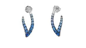 Le Vian 1.10 ct. t.w. Denim Ombre and White Sapphire Wave Earrings in 14kt Vanilla Gold