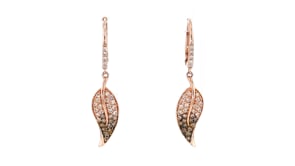 Le Vian .54 ct. t.w. Chocolate Ombre and Vanilla Diamond Leaf Drop Earrings in 18kt Strawberry Gold