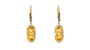 Le Vian 3.10 ct. t.w. Cinnamon Citrine and .35 ct. t.w. Nude Diamond Drop Earrings with Chocolate Diamonds in 14kt Honey Gold