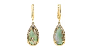 Le Vian Peacock Chalcedony and .43 ct. t.w. Vanilla Diamond Hoop Drop Earrings in 14kt Honey Gold