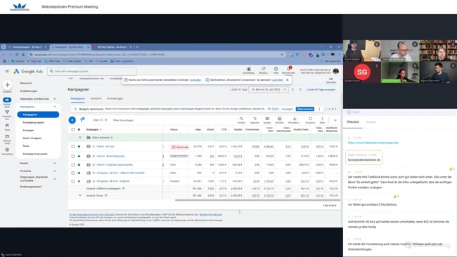 Landing-Page-Optimierung, Google Ads Strategie für Flip-Flop-Shop, Google Ads Performance-Analyse und Optimierung, Merchant Center Probleme & Google Ads Kampagnenstruktur für Schulungen mit Malte vom 17.04.25